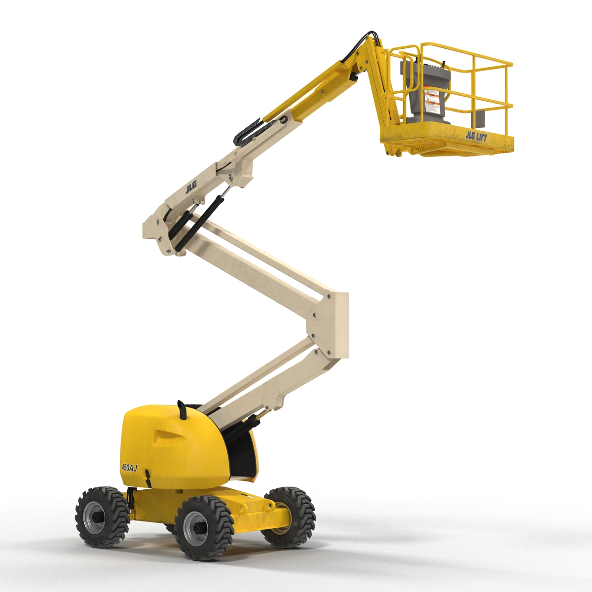 Telescopic Boom Lift JLG 450AJ Yellow Rigged 3D model