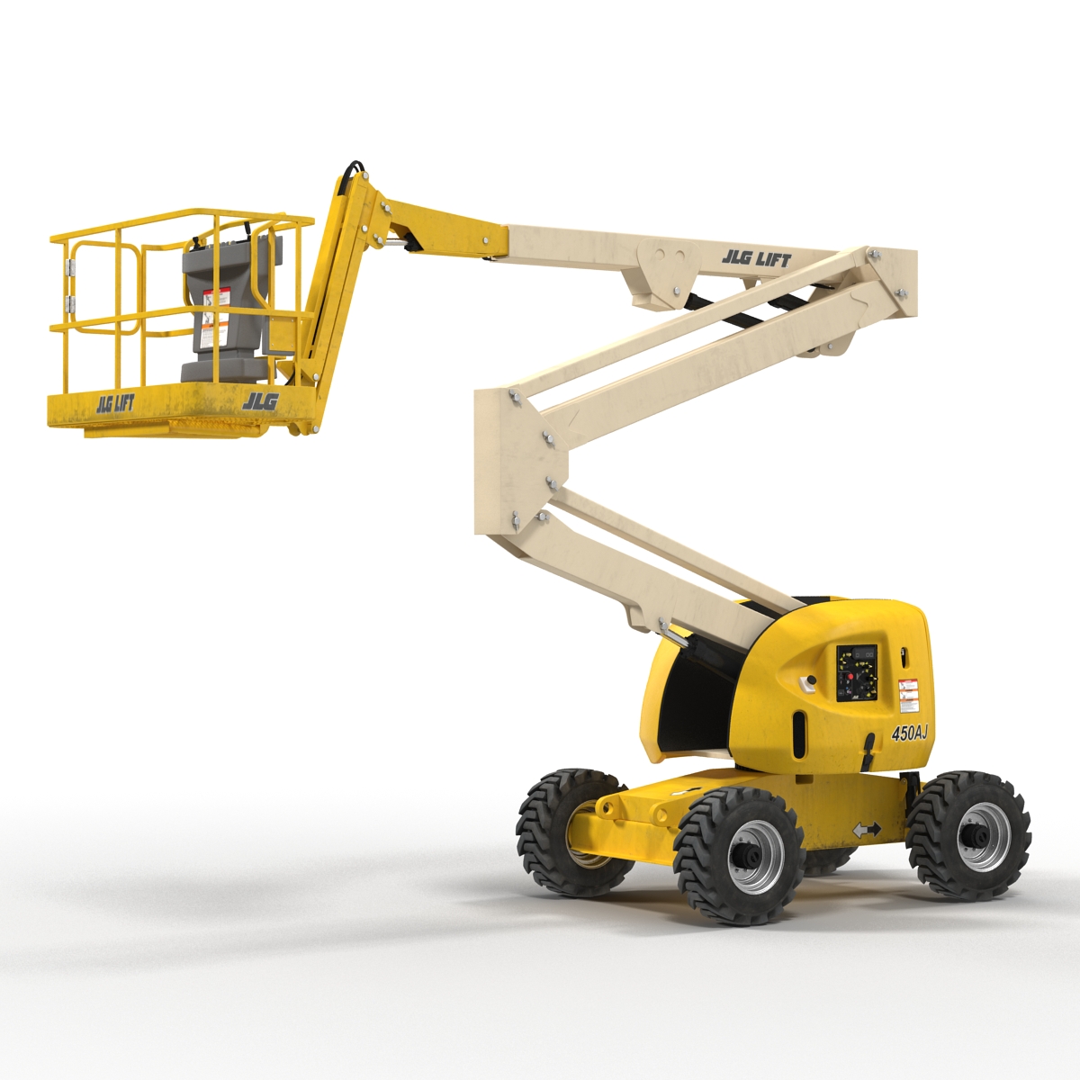 Telescopic Boom Lift JLG 450AJ Yellow Rigged 3D model