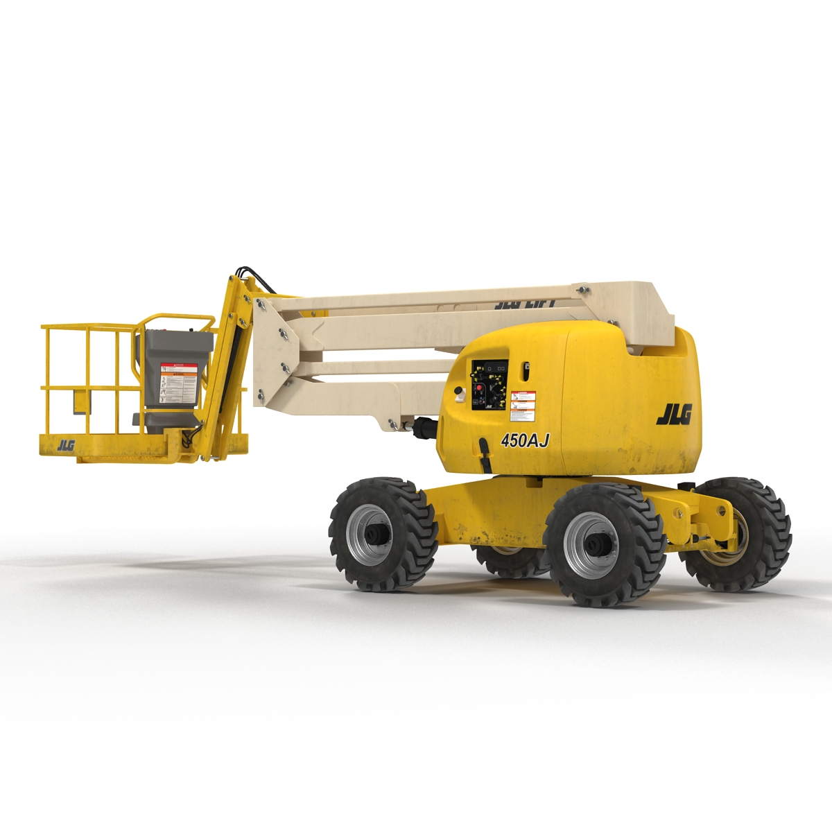 Telescopic Boom Lift JLG 450AJ Yellow Rigged 3D model