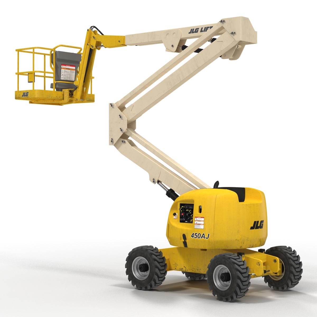 Telescopic Boom Lift JLG 450AJ Yellow Rigged 3D model