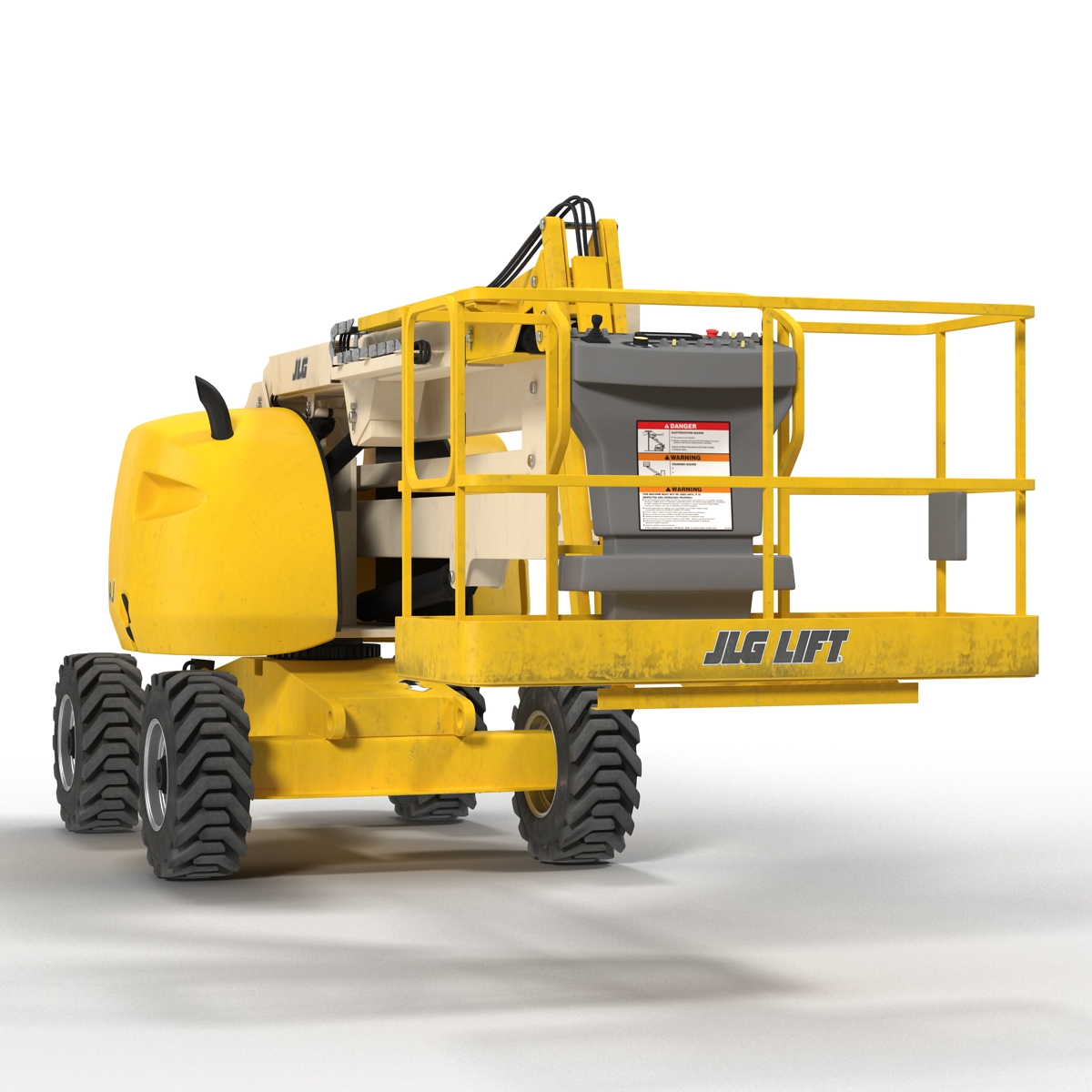 Telescopic Boom Lift JLG 450AJ Yellow Rigged 3D model