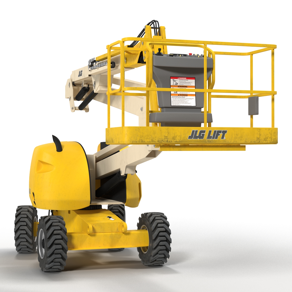 Telescopic Boom Lift JLG 450AJ Yellow Rigged 3D model