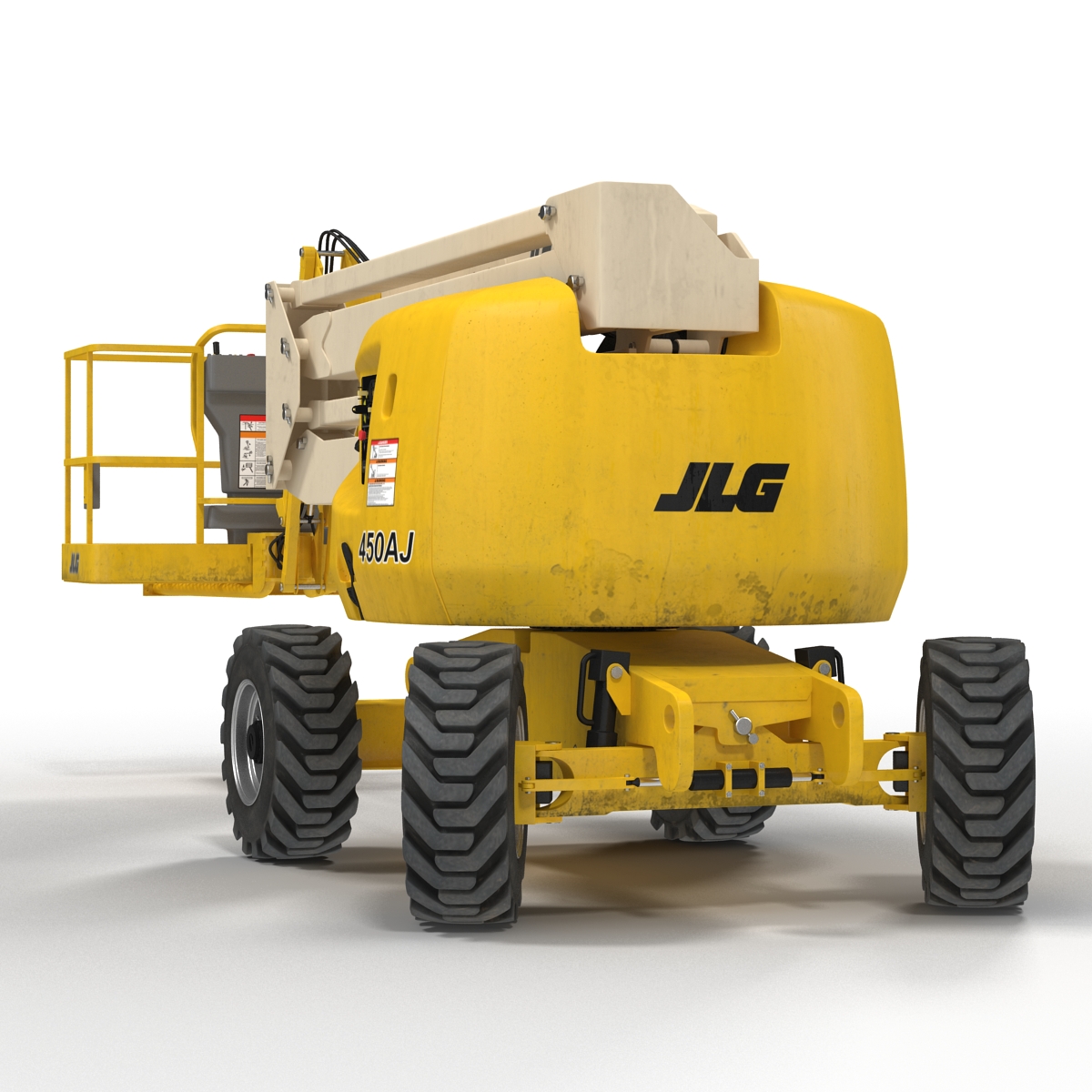 Telescopic Boom Lift JLG 450AJ Yellow Rigged 3D model