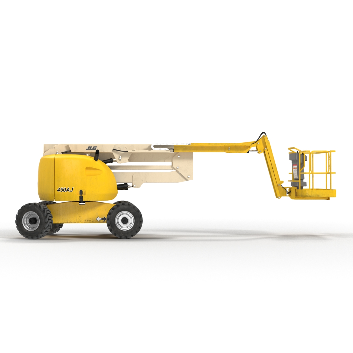 Telescopic Boom Lift JLG 450AJ Yellow Rigged 3D model