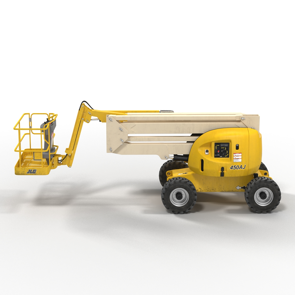 Telescopic Boom Lift JLG 450AJ Yellow Rigged 3D model