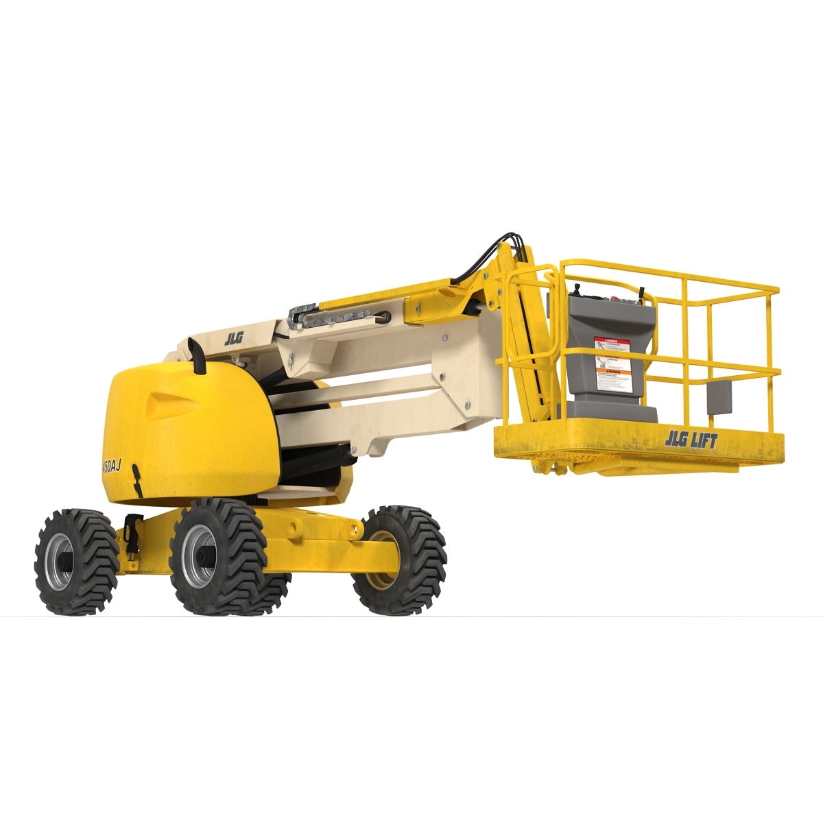 Telescopic Boom Lift JLG 450AJ Yellow Rigged 3D model