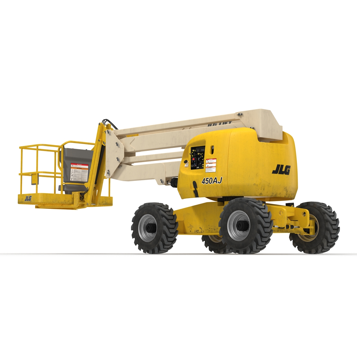 Telescopic Boom Lift JLG 450AJ Yellow Rigged 3D model