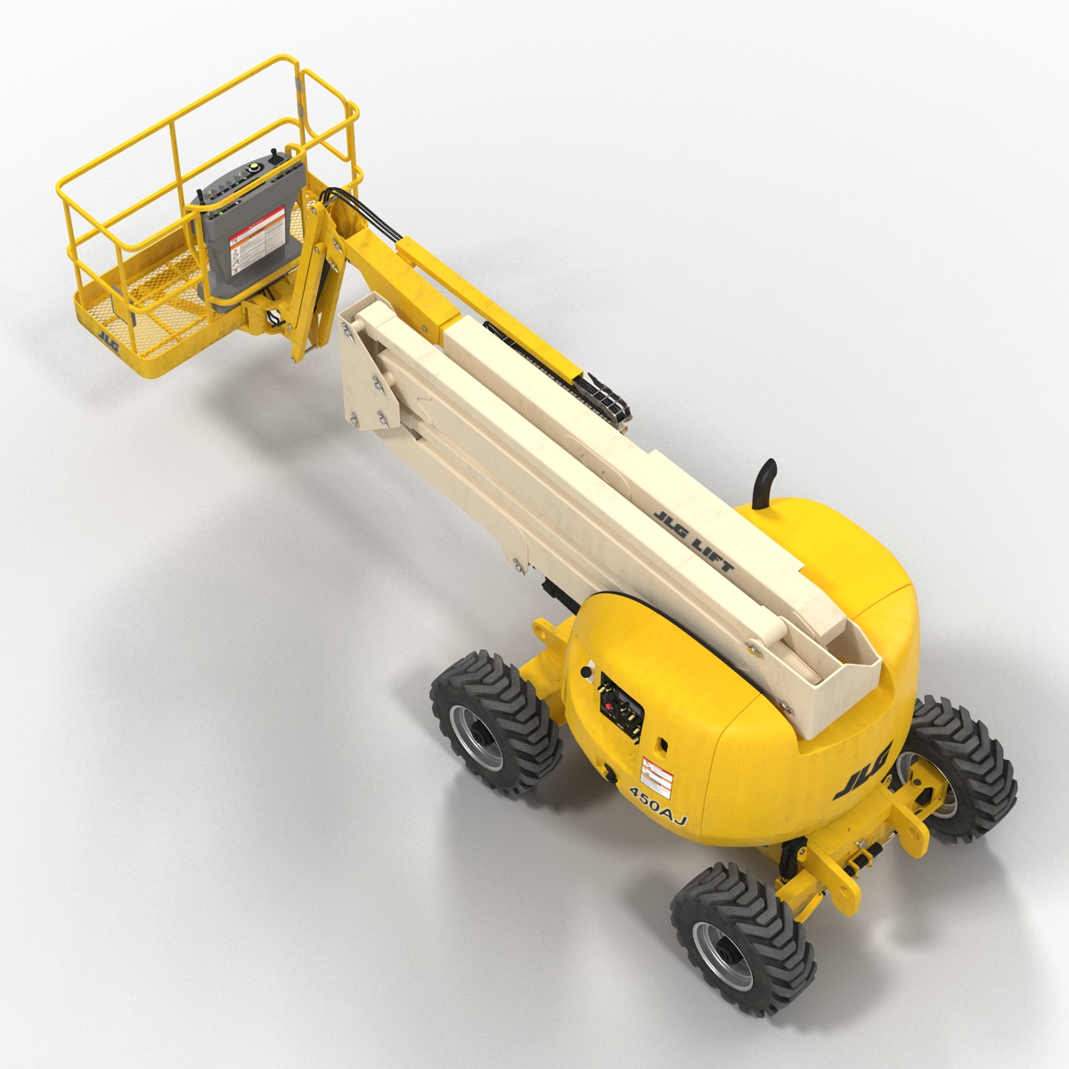 Telescopic Boom Lift JLG 450AJ Yellow Rigged 3D model