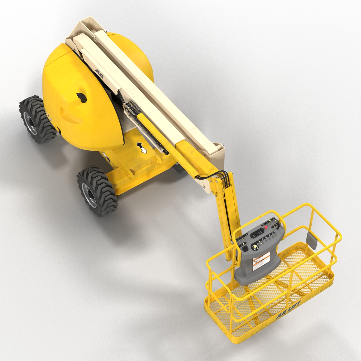 Telescopic Boom Lift JLG 450AJ Yellow Rigged 3D model