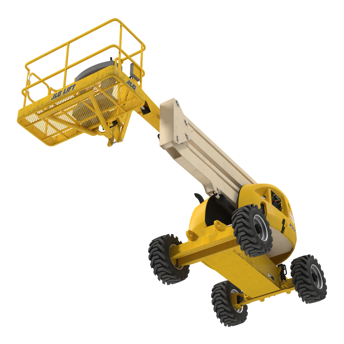 Telescopic Boom Lift JLG 450AJ Yellow Rigged 3D model