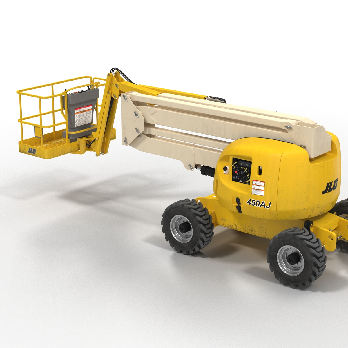 Telescopic Boom Lift JLG 450AJ Yellow Rigged 3D model