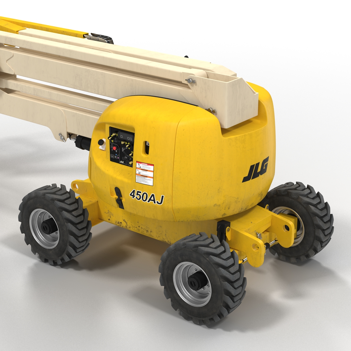 Telescopic Boom Lift JLG 450AJ Yellow Rigged 3D model