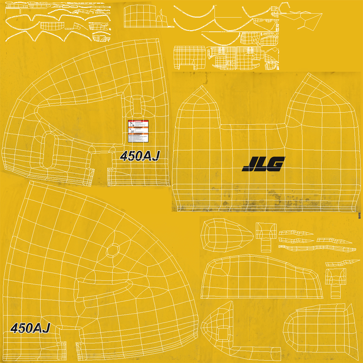 Telescopic Boom Lift JLG 450AJ Yellow Rigged 3D model