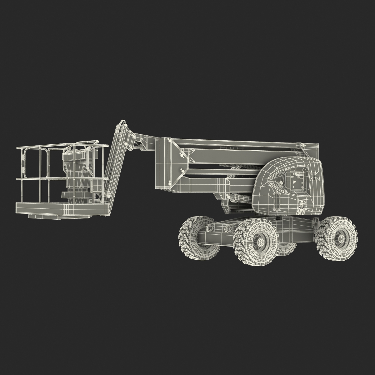 Telescopic Boom Lift JLG 450AJ Yellow Rigged 3D model