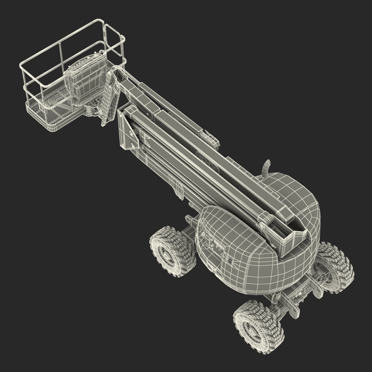 Telescopic Boom Lift JLG 450AJ Yellow Rigged 3D model