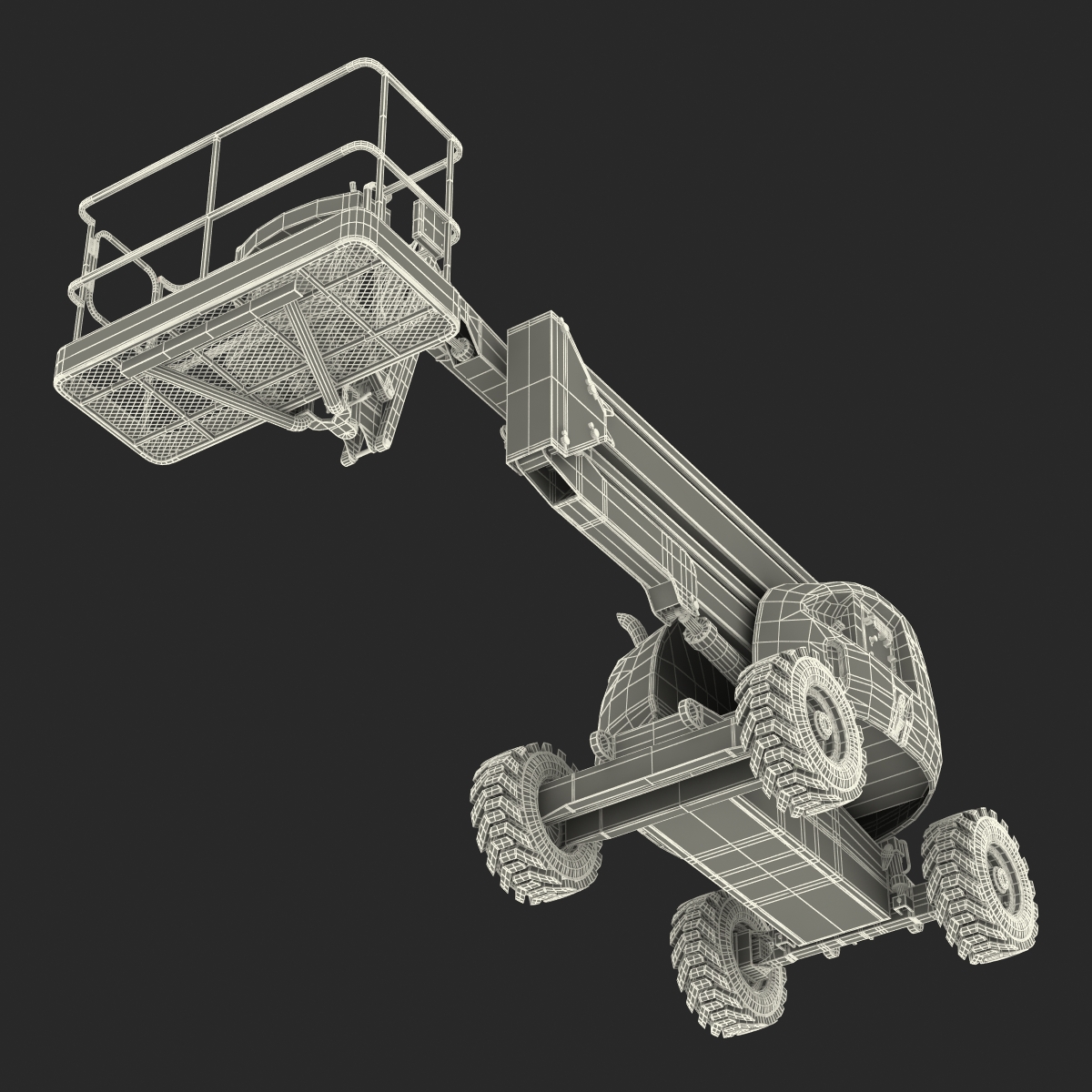 Telescopic Boom Lift JLG 450AJ Yellow Rigged 3D model