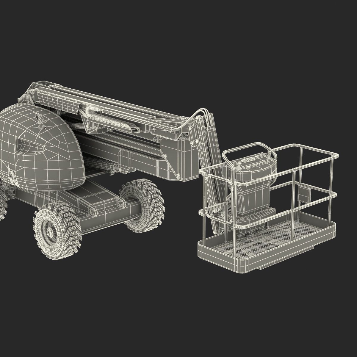 Telescopic Boom Lift JLG 450AJ Yellow Rigged 3D model