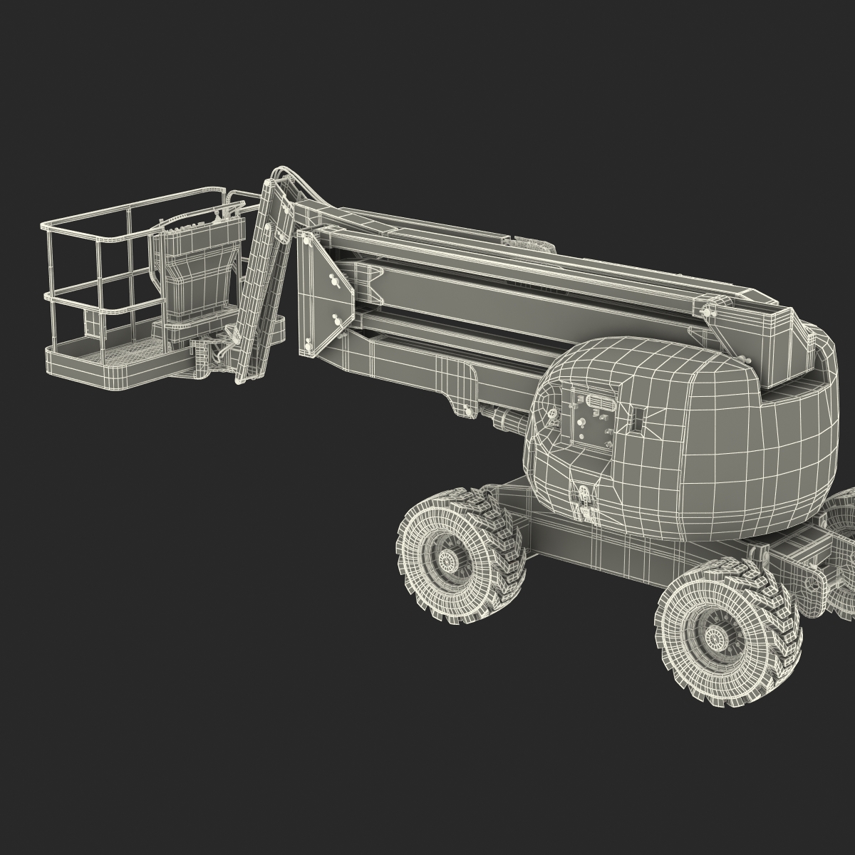 Telescopic Boom Lift JLG 450AJ Yellow Rigged 3D model