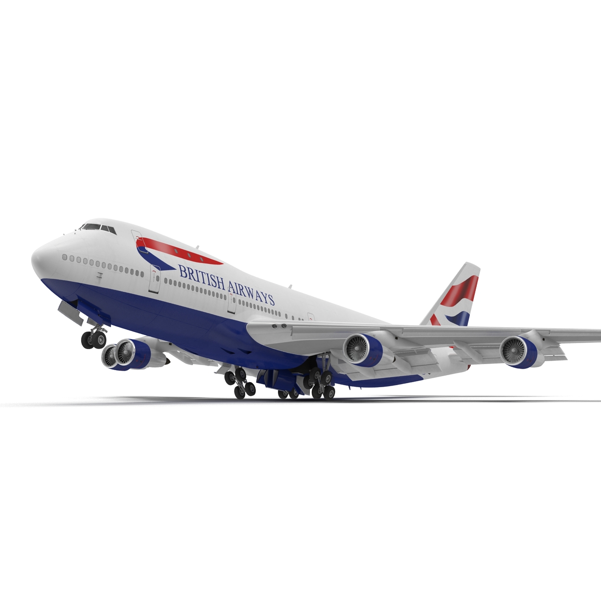 3D Boeing 747 100B British Airways Rigged model