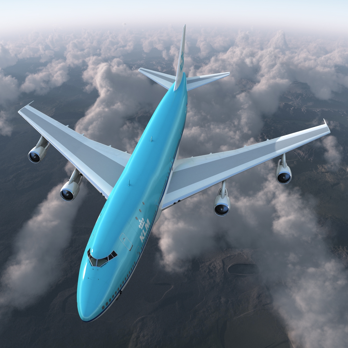 3D Boeing 747 100B KLM Rigged