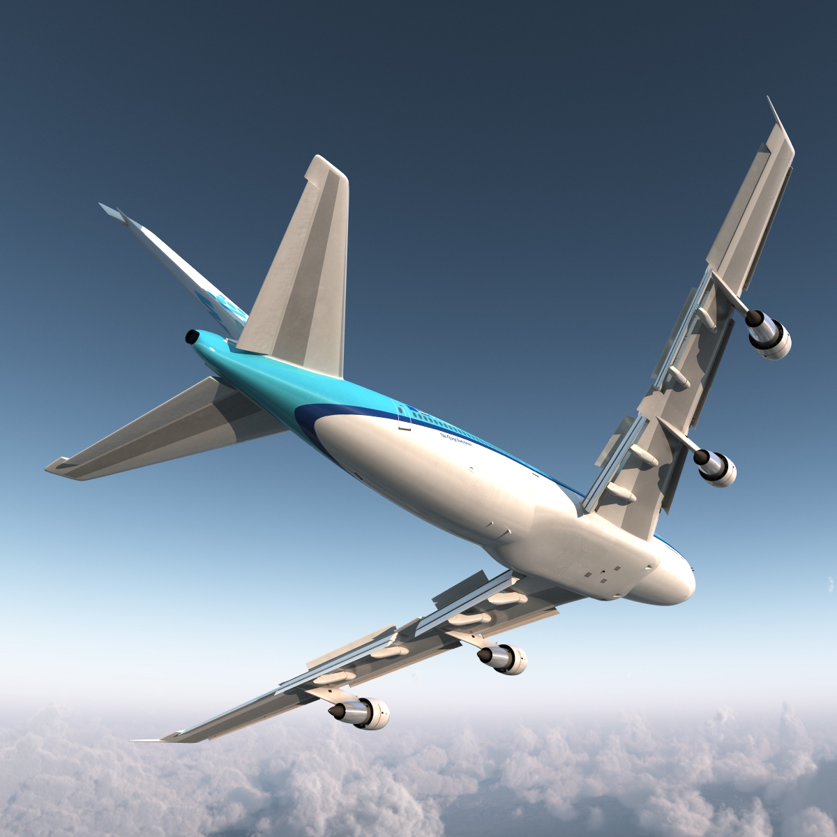 3D Boeing 747 100B KLM Rigged