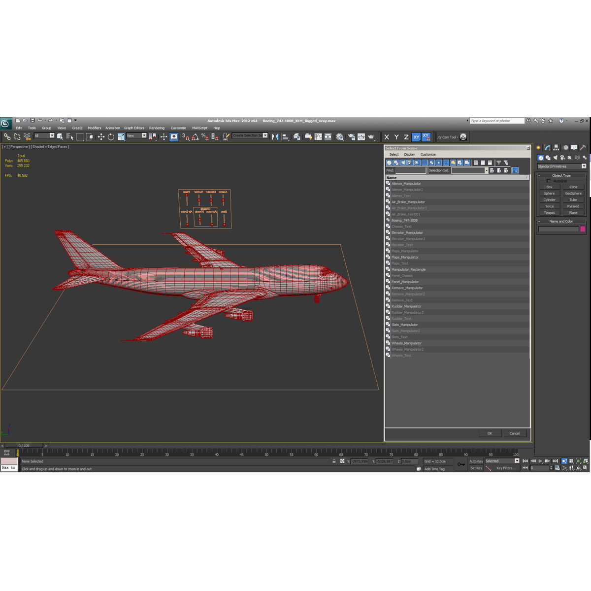 3D Boeing 747 100B KLM Rigged