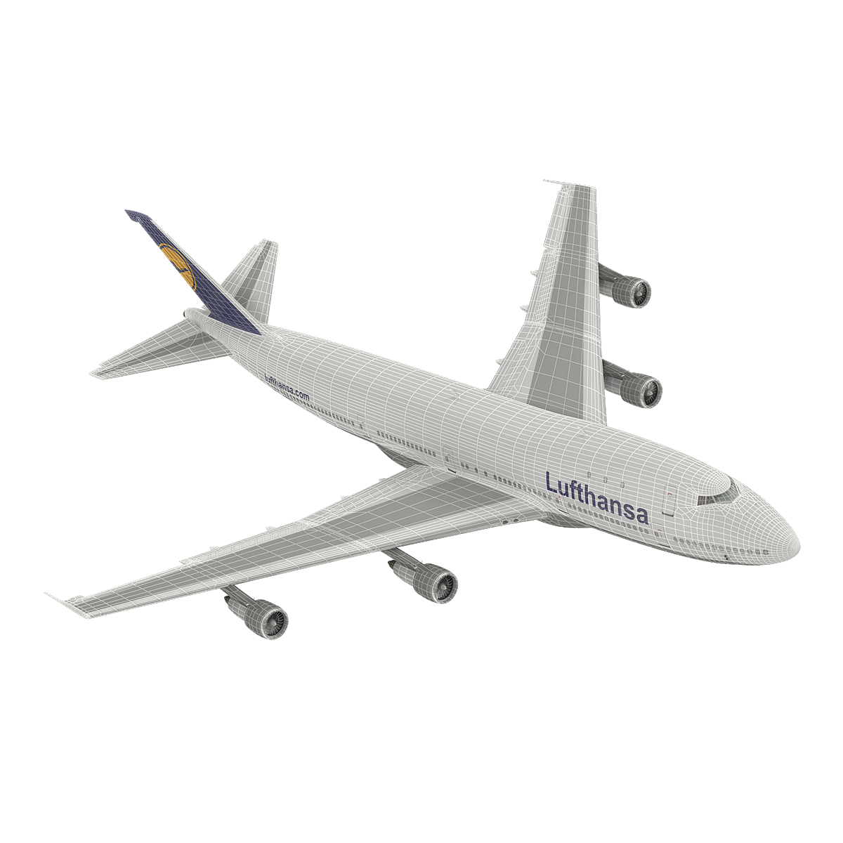 Boeing 747 100B Lufthansa Rigged 3D