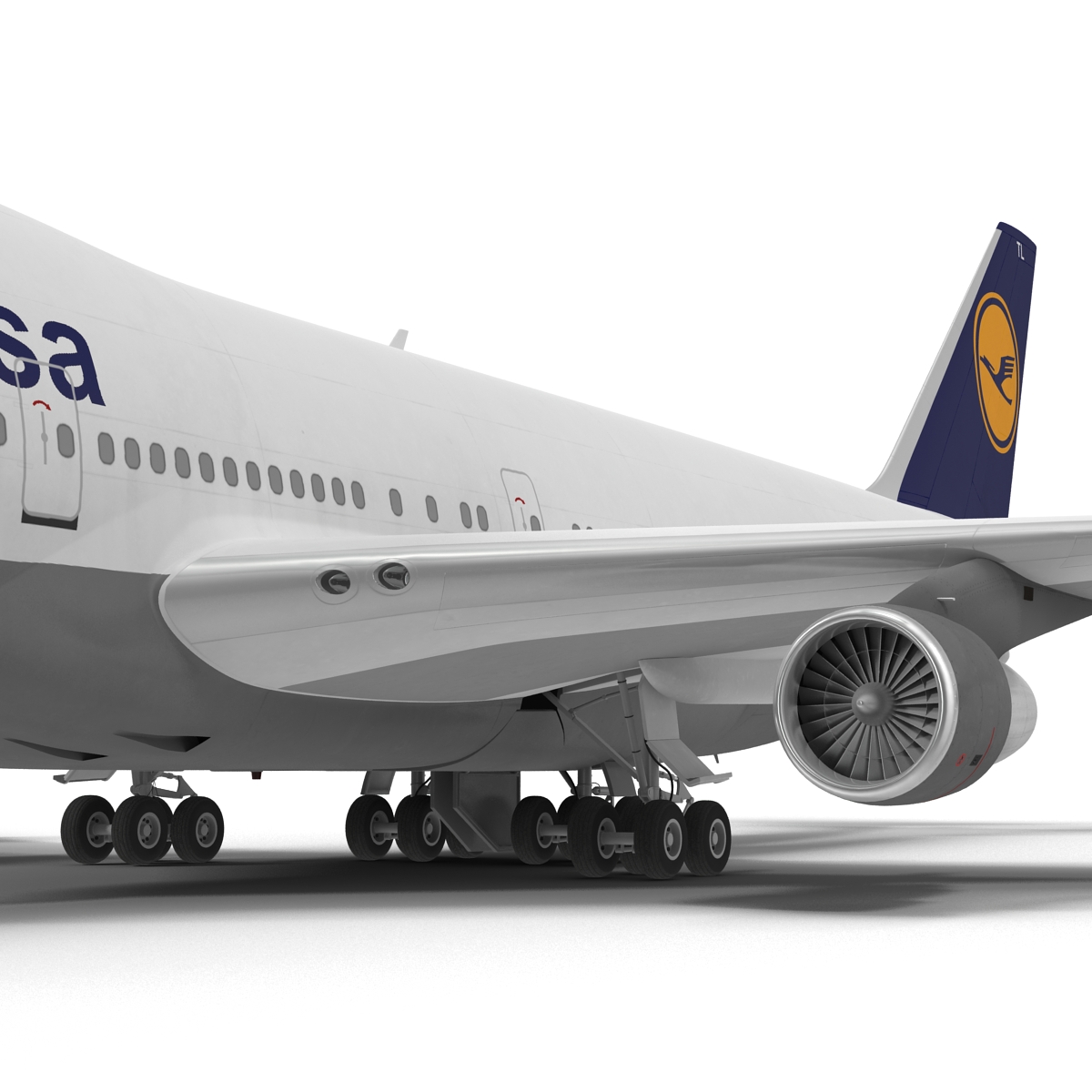 Boeing 747 100B Lufthansa Rigged 3D