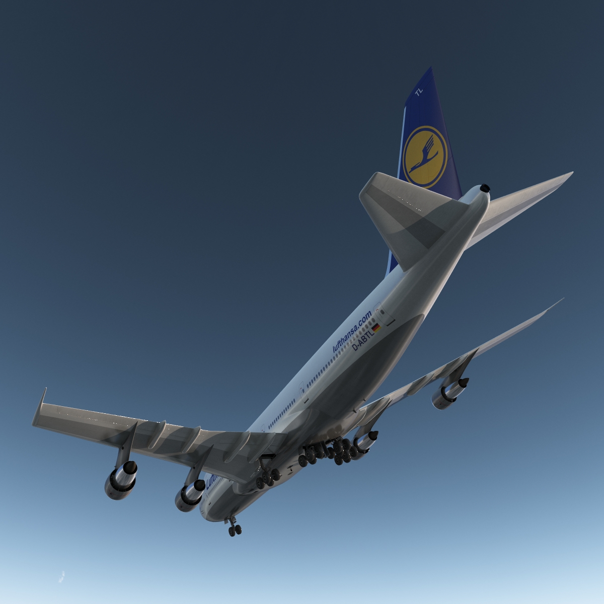 Boeing 747 100B Lufthansa Rigged 3D