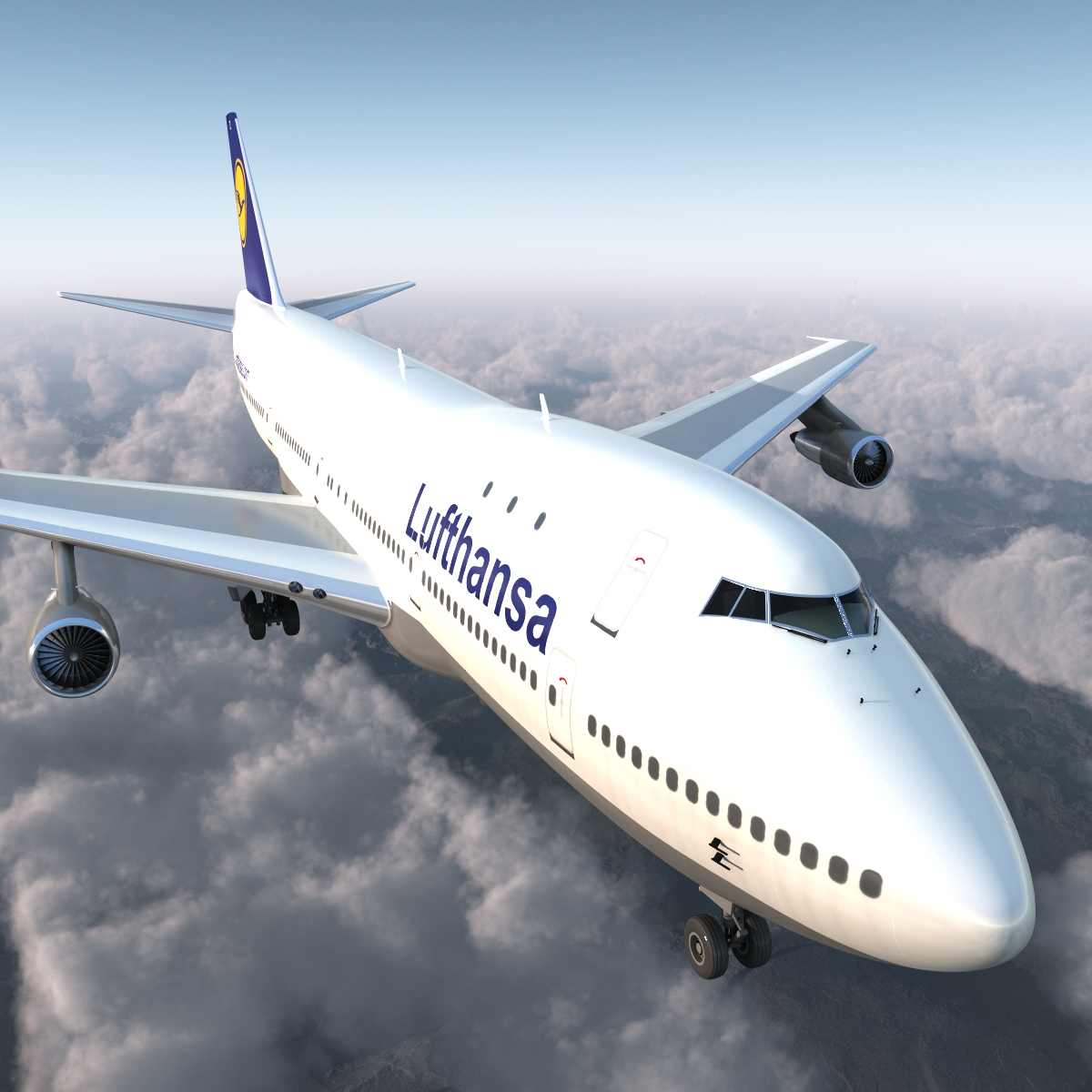 Boeing 747 100B Lufthansa Rigged 3D