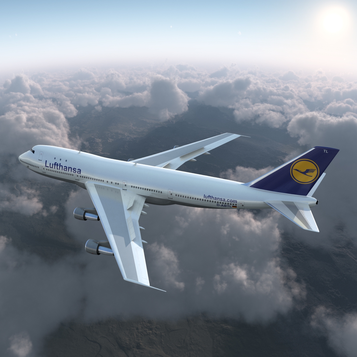 Boeing 747 100B Lufthansa Rigged 3D