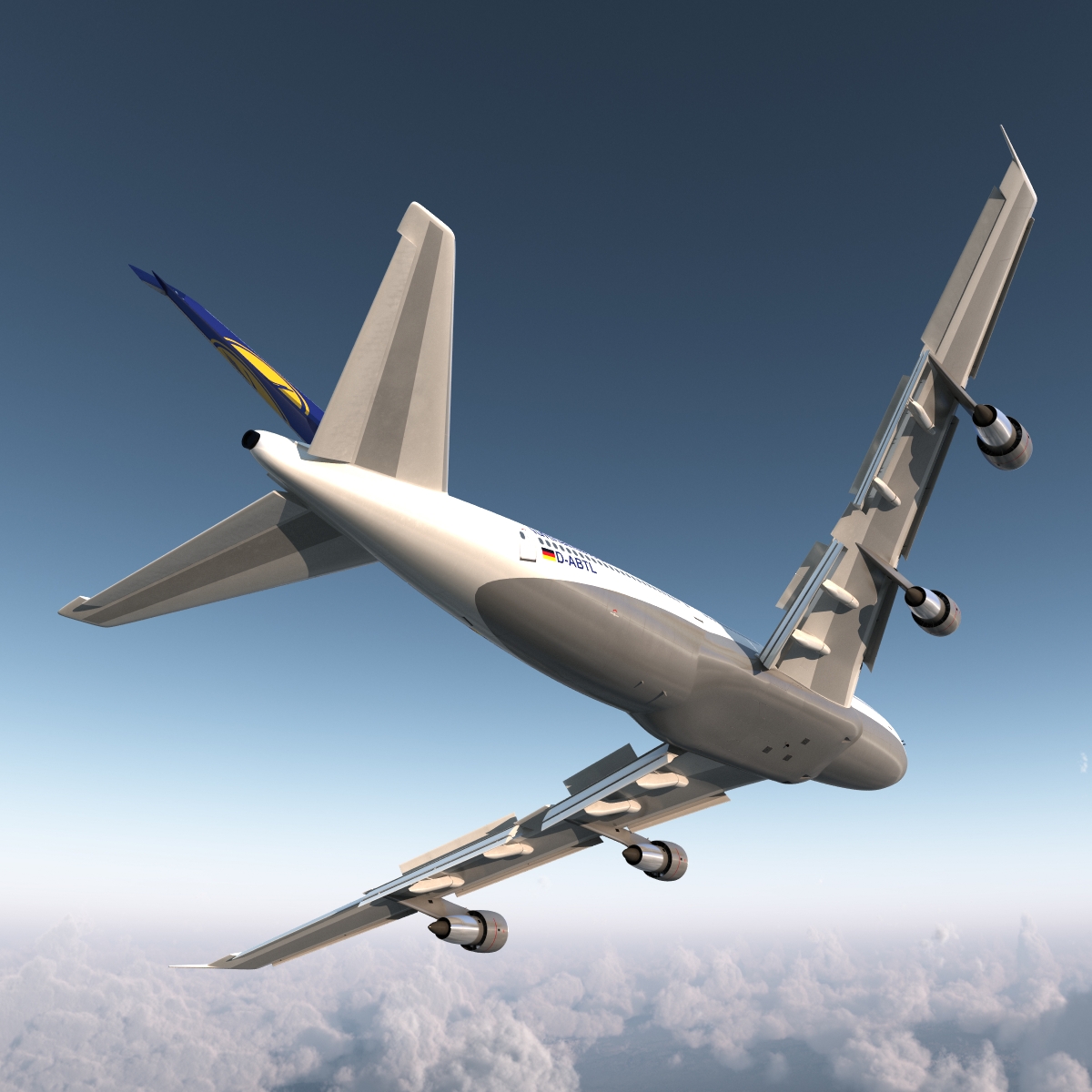 Boeing 747 100B Lufthansa Rigged 3D