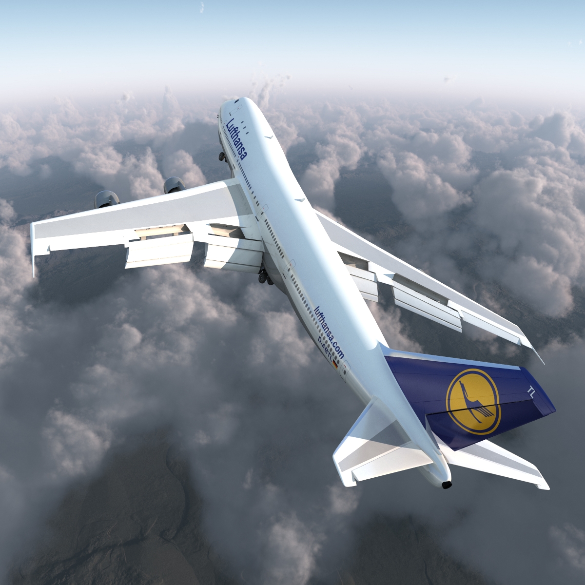 Boeing 747 100B Lufthansa Rigged 3D