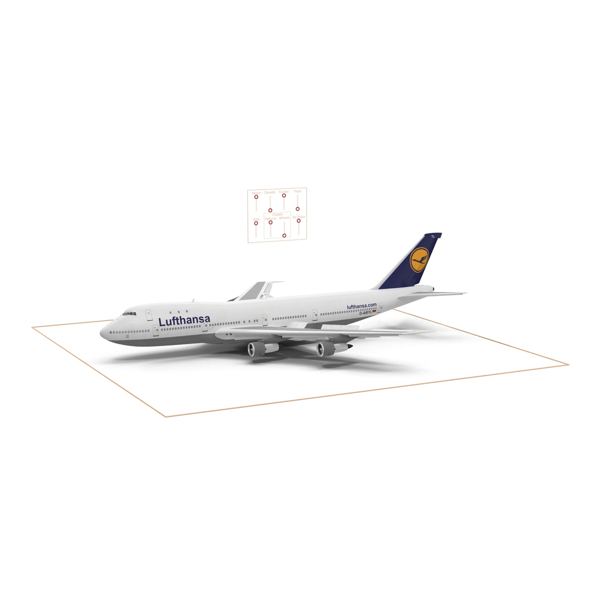 Boeing 747 100B Lufthansa Rigged 3D