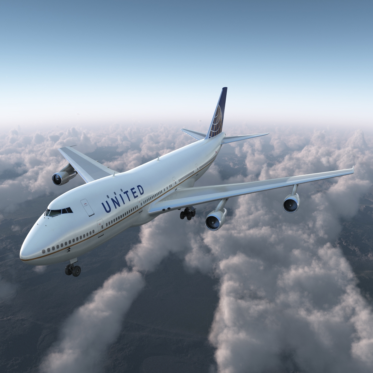 Boeing 747 100B United 3D