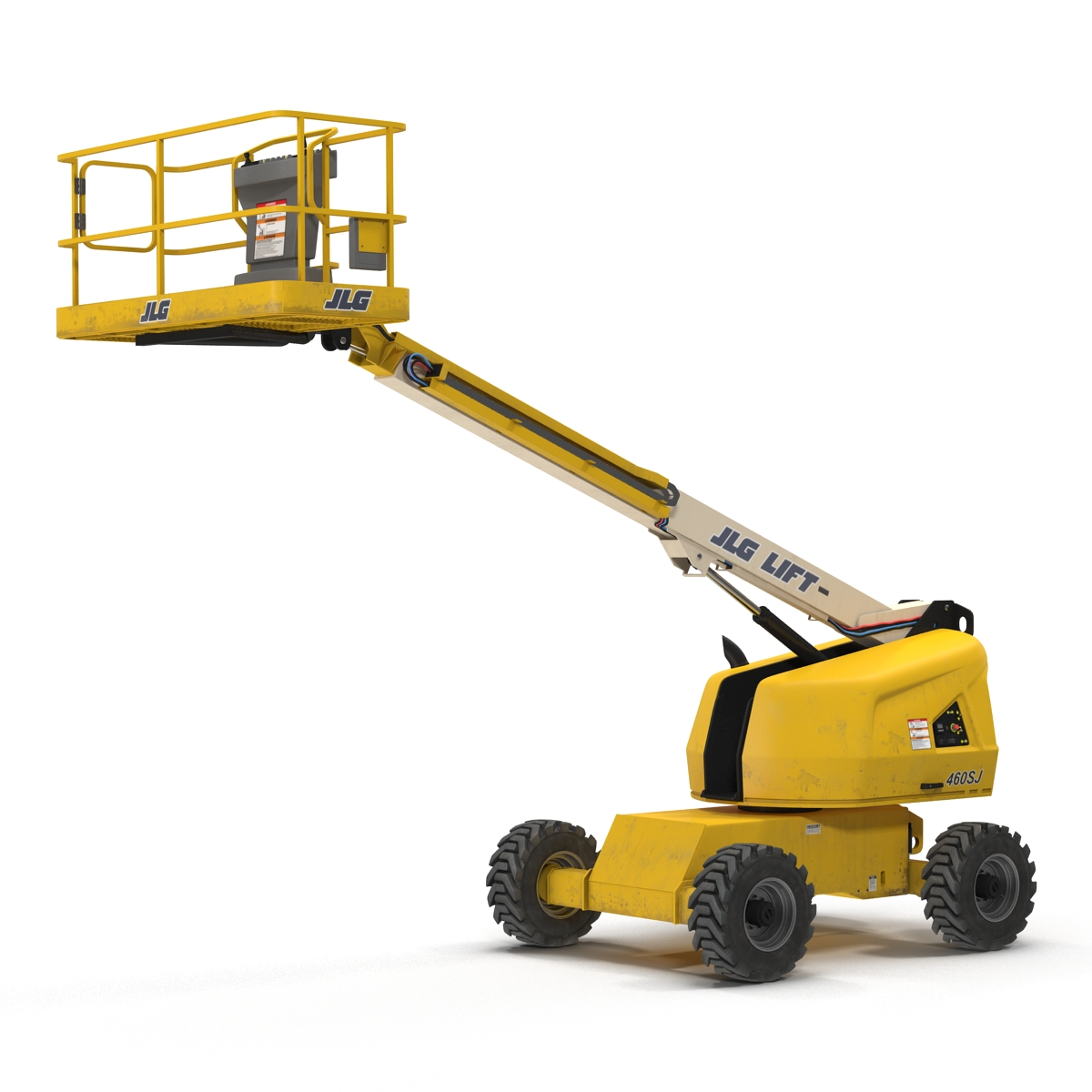 3D Telescopic Boom Lift JLG Yellow Rigged model