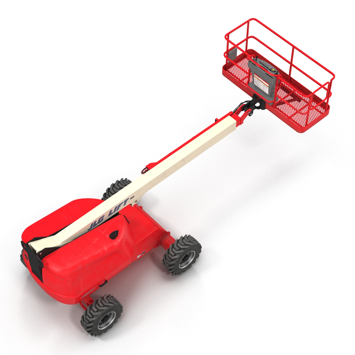 3D model Telescopic Boom Lift JLG Red Rigged