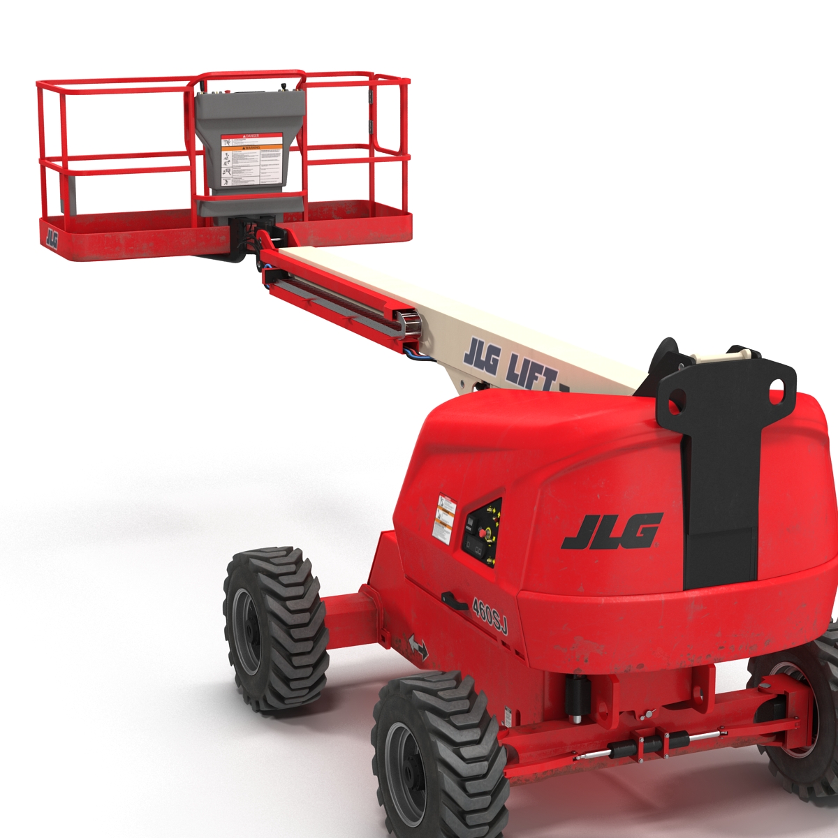 3D model Telescopic Boom Lift JLG Red Rigged