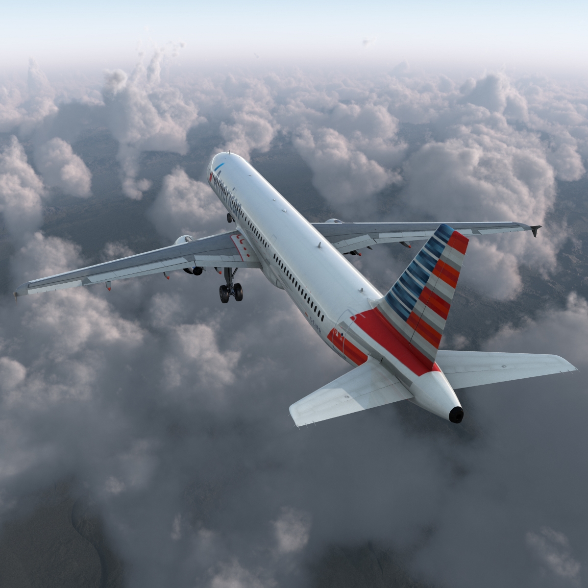 3D Airbus A321 American Airlines Rigged