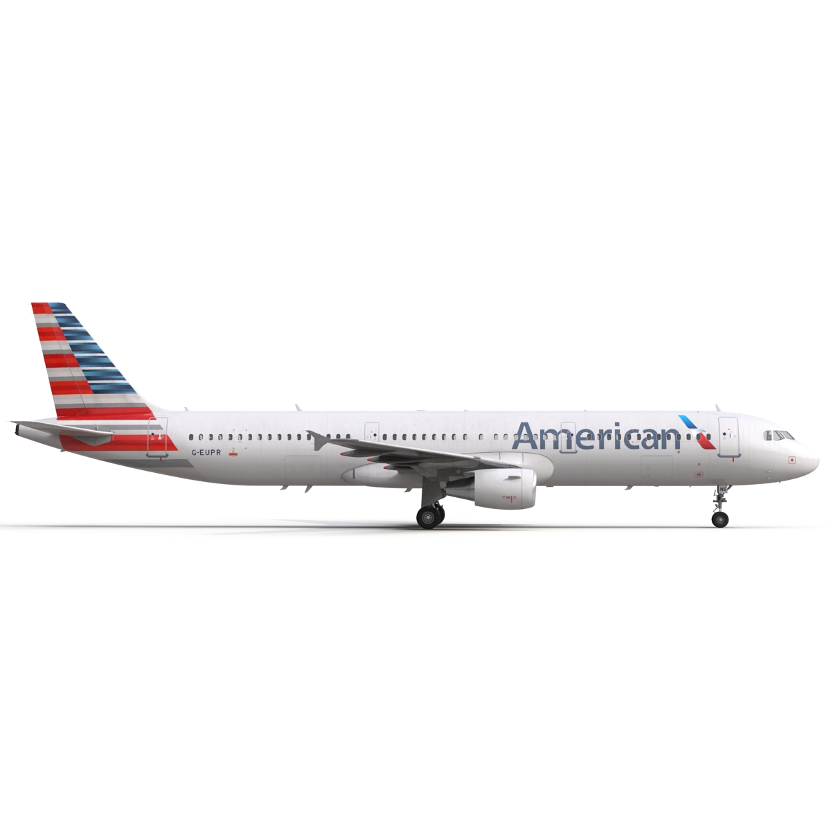 3D Airbus A321 American Airlines Rigged