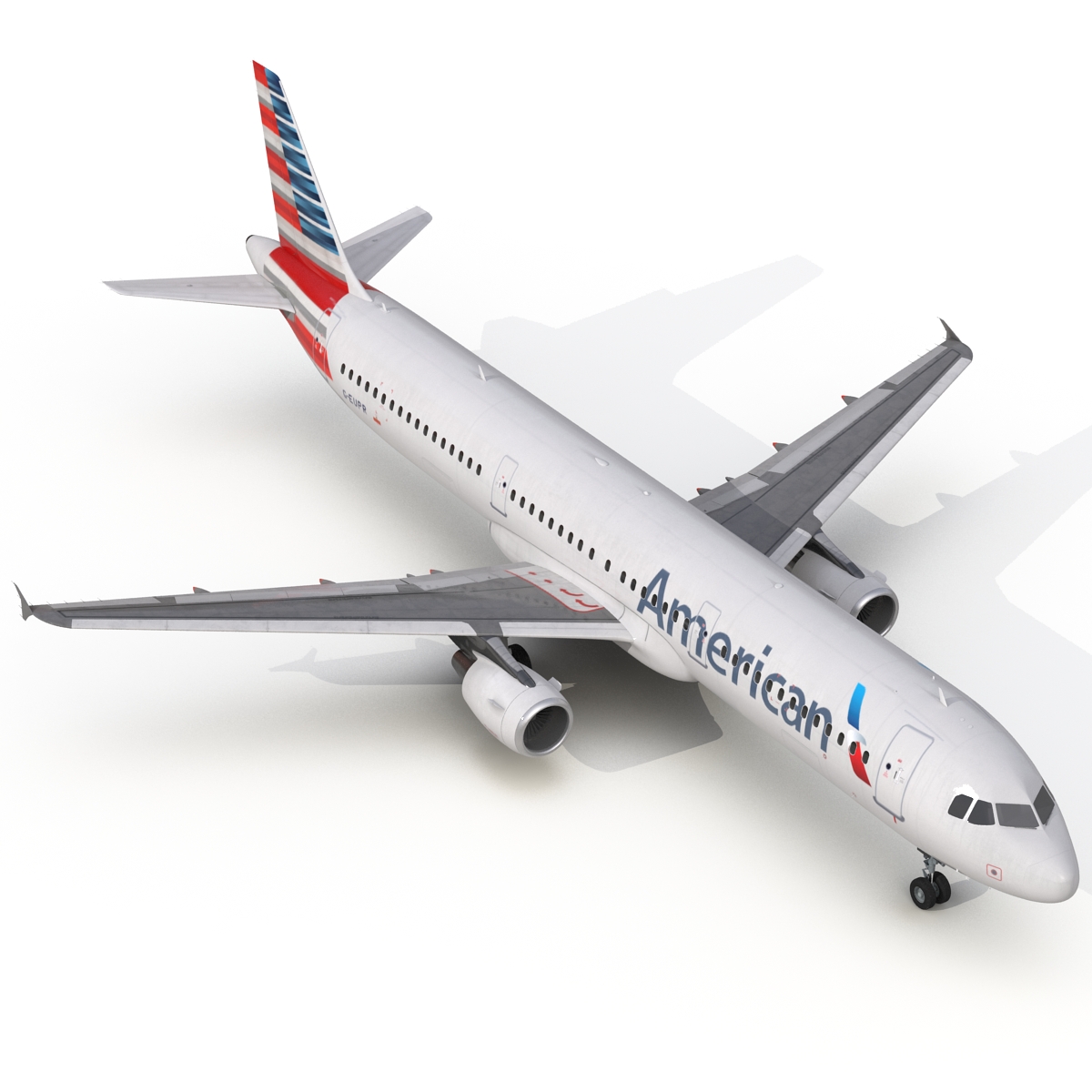 3D Airbus A321 American Airlines Rigged