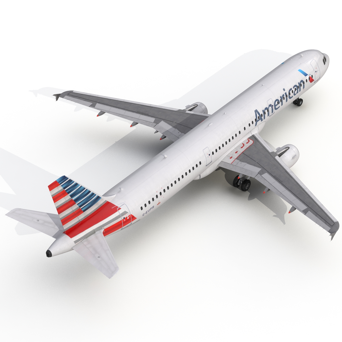 3D Airbus A321 American Airlines Rigged