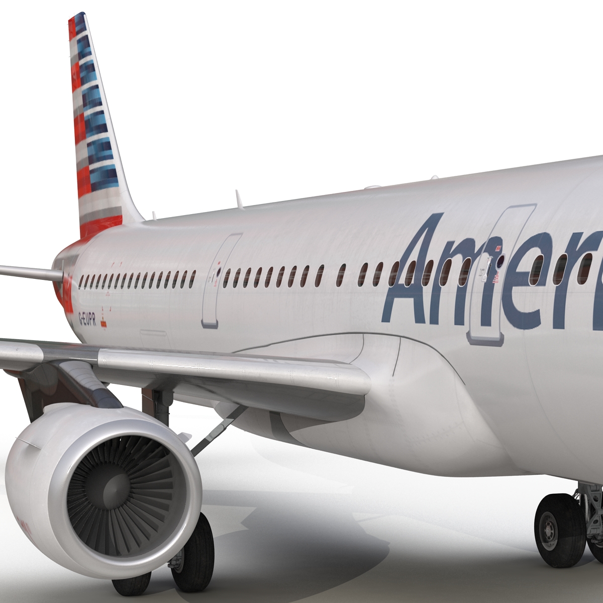 3D Airbus A321 American Airlines Rigged