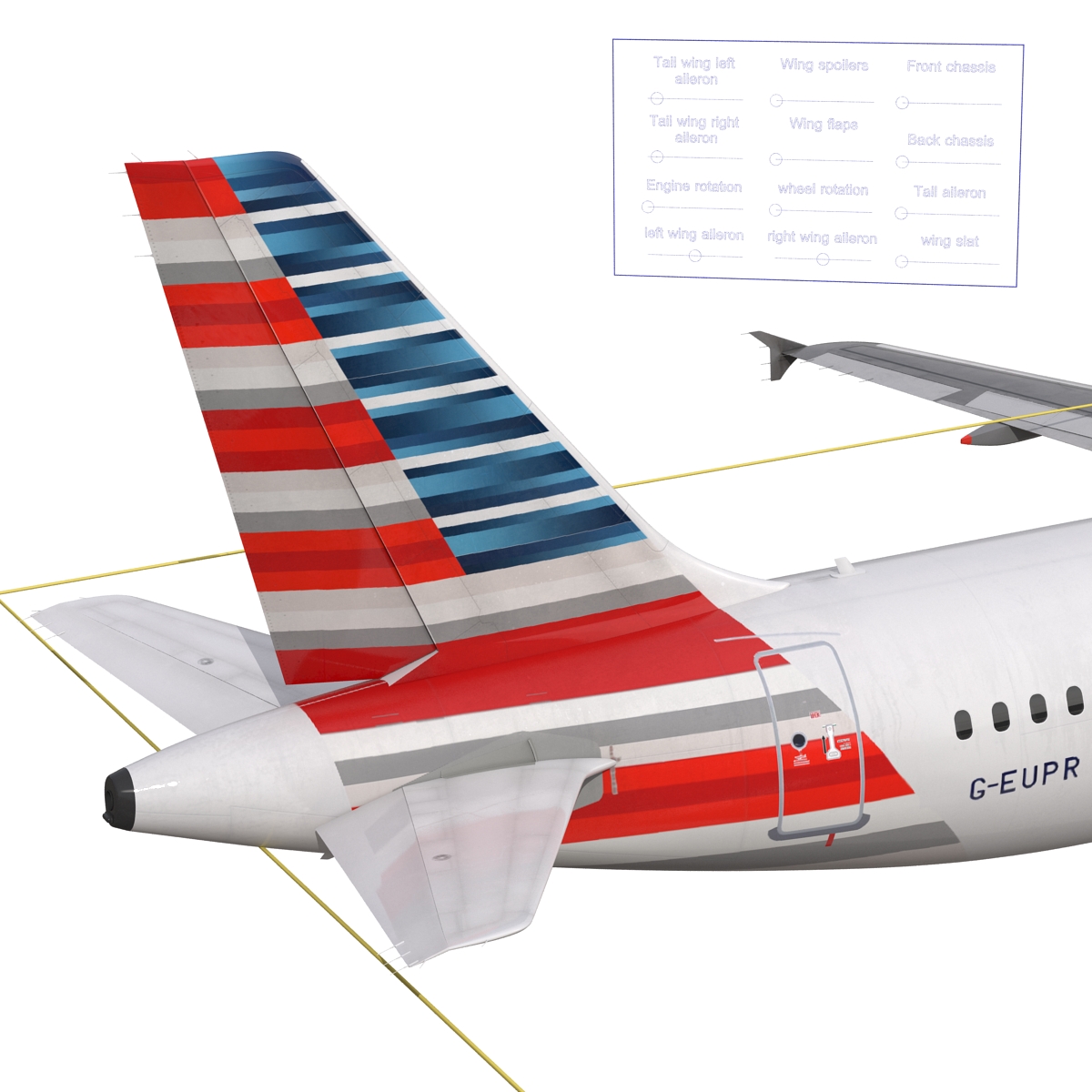 3D Airbus A321 American Airlines Rigged