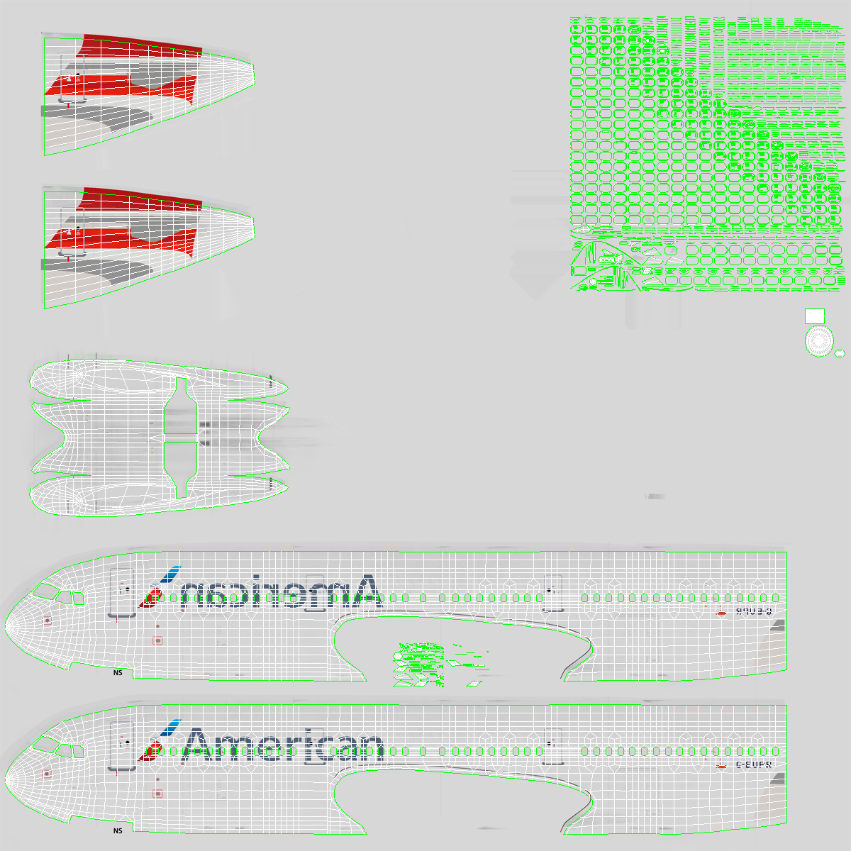 3D Airbus A321 American Airlines Rigged