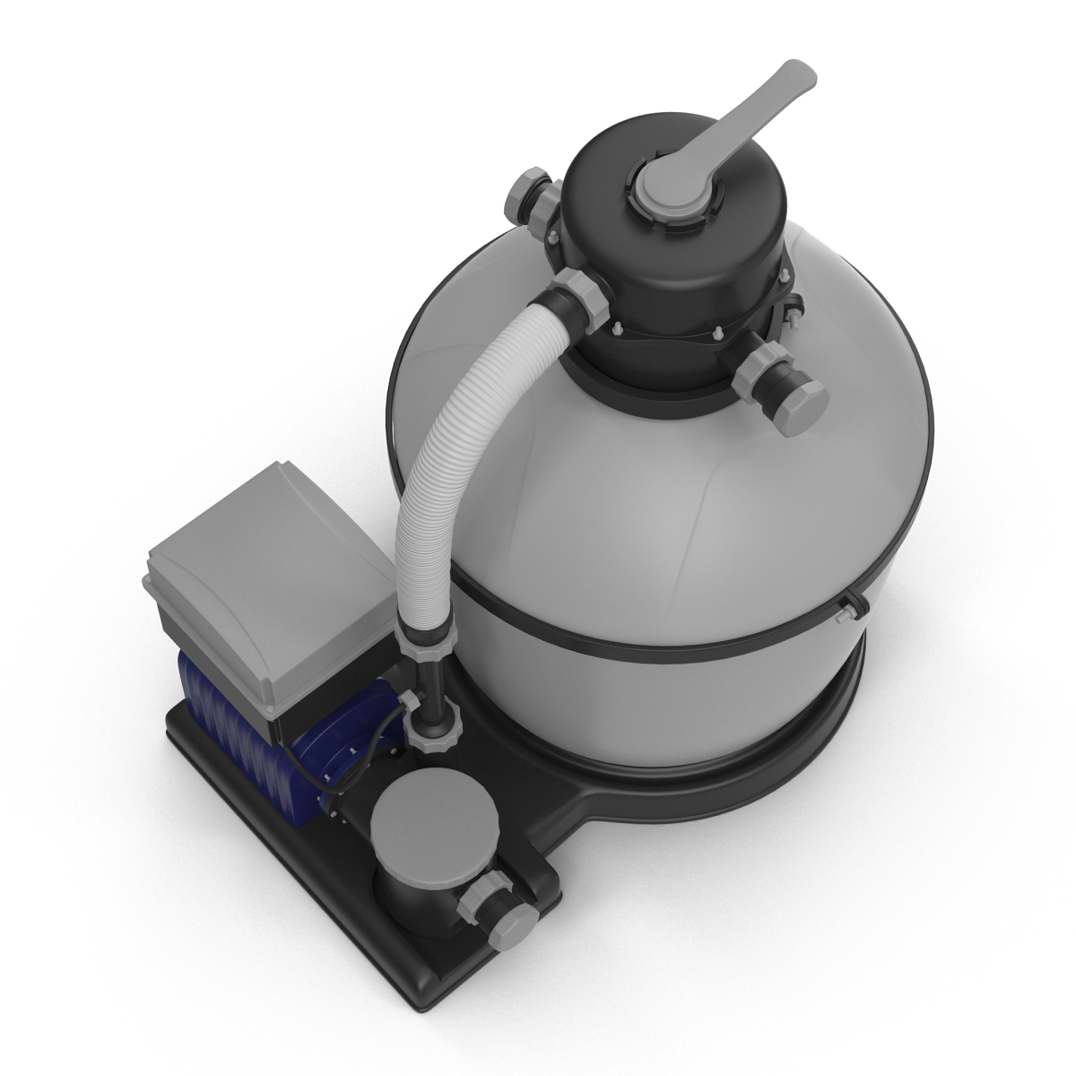 Swimming Pool Water Filter with Water Pump 3D