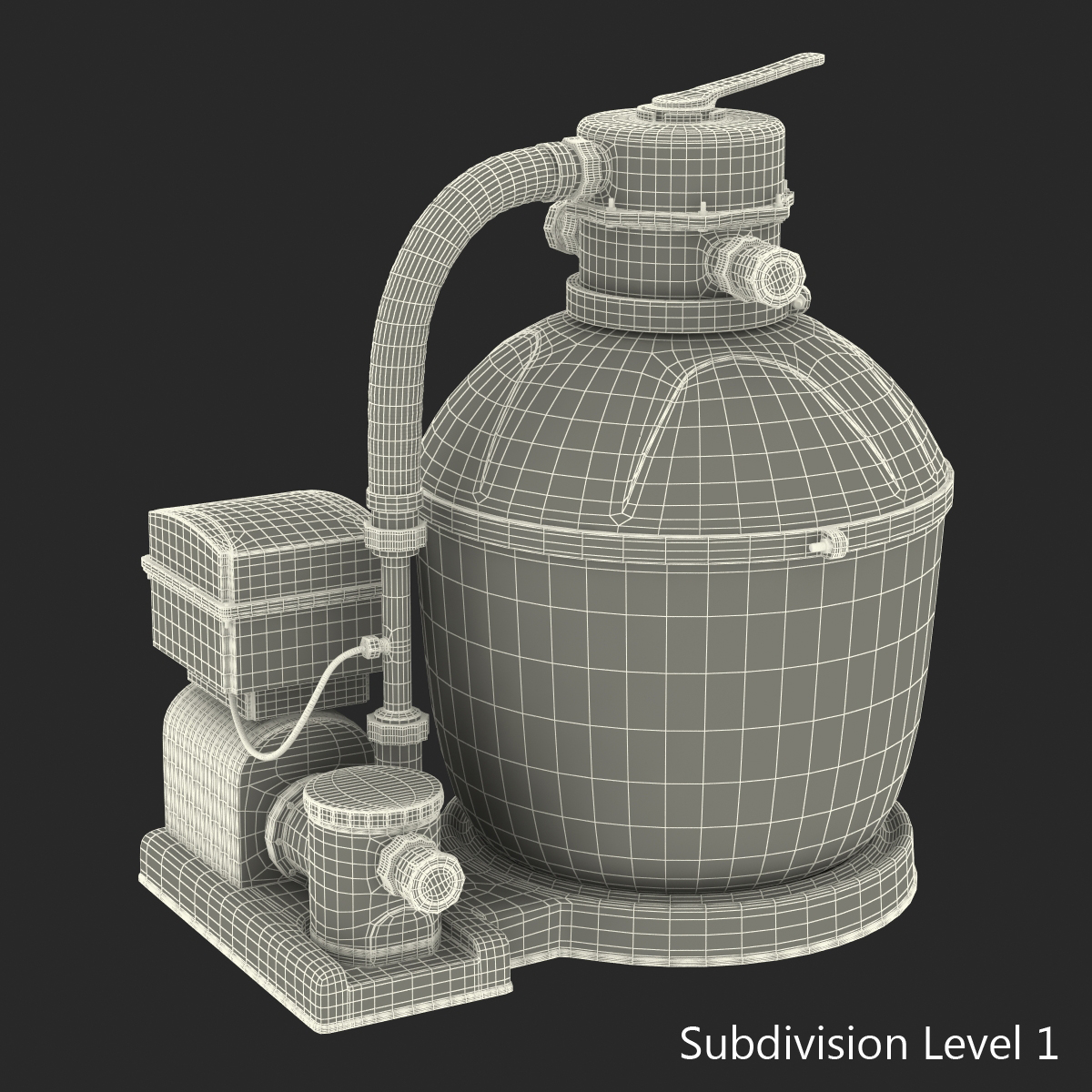 Swimming Pool Water Filter with Water Pump 3D