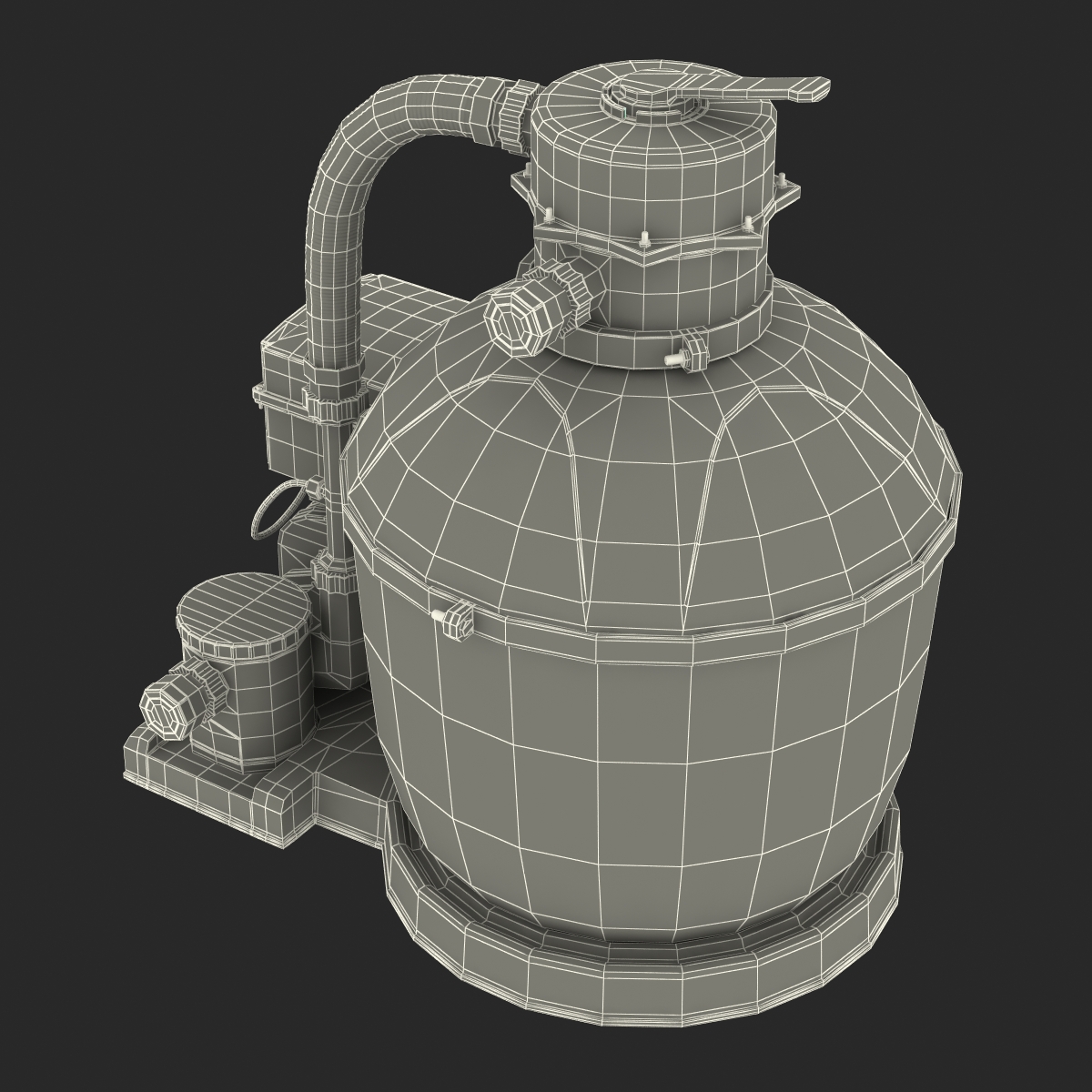 Swimming Pool Water Filter with Water Pump 3D