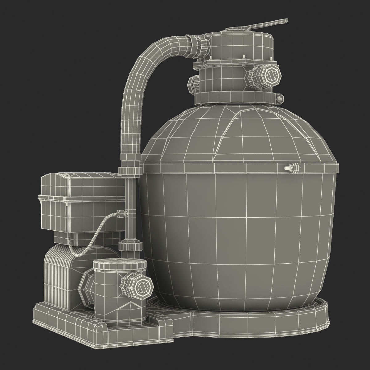 Swimming Pool Water Filter with Water Pump 3D