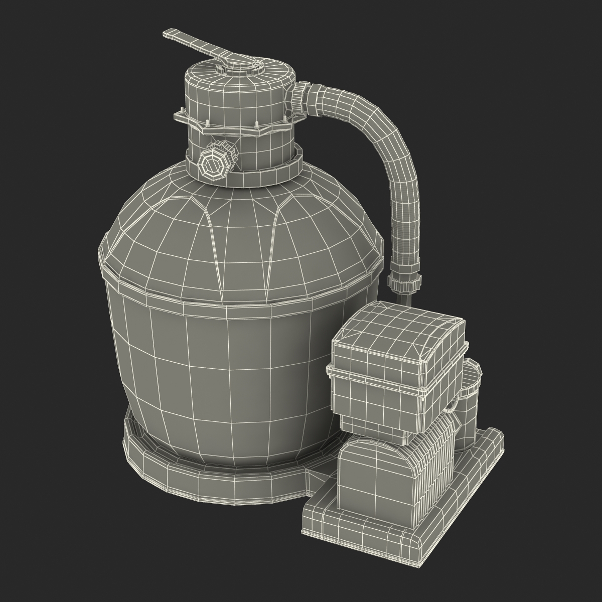 Swimming Pool Water Filter with Water Pump 3D